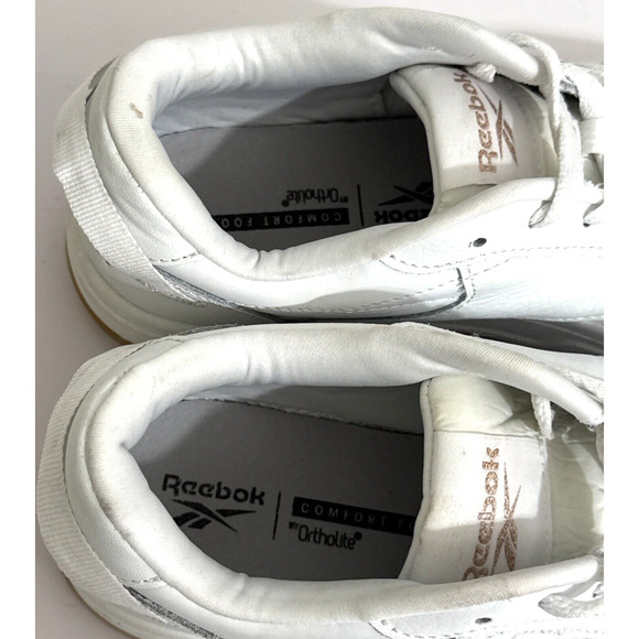 Women's Reebok Classics Chalk Casual Lace-Up Shoes AR30184W White/Rose/Gold - Picture 6 of 9